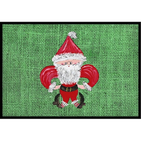 Carolines Treasures 18 x 27 in. Christmas Santa Fleur De Lis Indoor and Outdoor Doormat 8746MAT